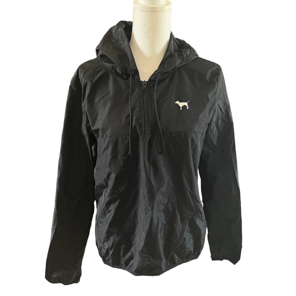 VICTORIAS SECRET PINK BLACK WINDBREAKER JACKET